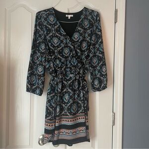 L paisley tie waist dress